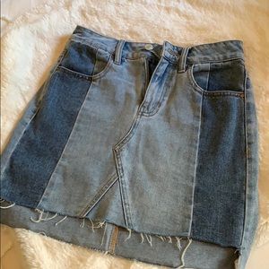 PacSun High Waisted Color Block Denim Skirt